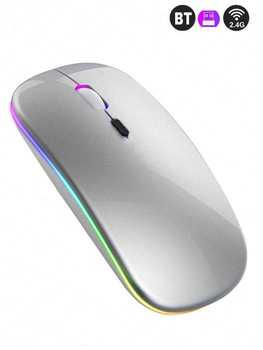 Rechargeable Bluetooth Dual Mode Backlit Wireless Mouse, Silent Wireless Mouse For Computer Laptop Office Gaming