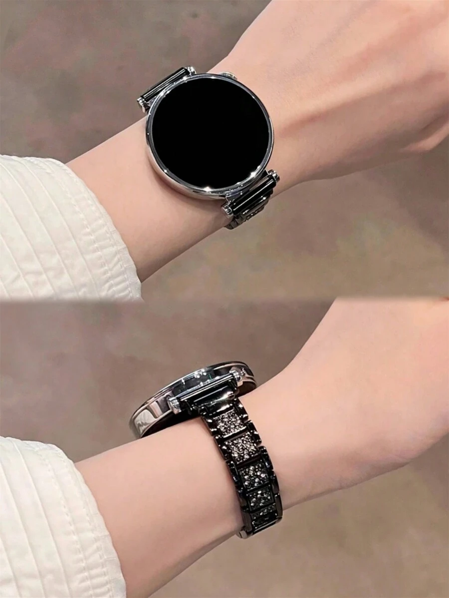 Correa de reloj de metal con rhinestones asimétricos de 18 mm, 20 mm, 22 mm - Elegante correa de repuesto para Galaxy Watch 6 5 4 de 40 mm y 44 mm, Galaxy Watch 5 Pro, Galaxy Active 2, Watch 6 4, compatible con Huawei GT5 GT4 GT3 GT2 Pro - Diseño cómodo y unisex para hombres y mujeres