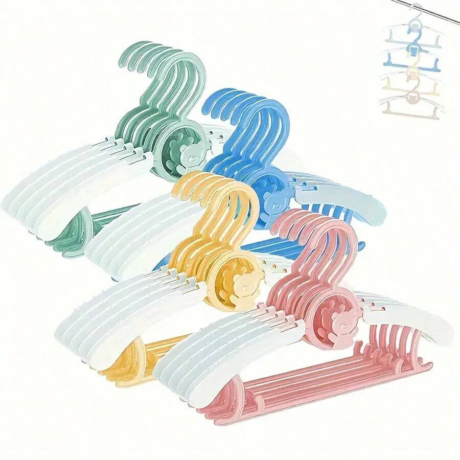 20-5 piezas Perchas de plástico antideslizantes, perchas para armario con diseño antideslizante, aptas para ropa de recién nacido, pantalones de niño pequeño, perchero, almacenamiento y organización