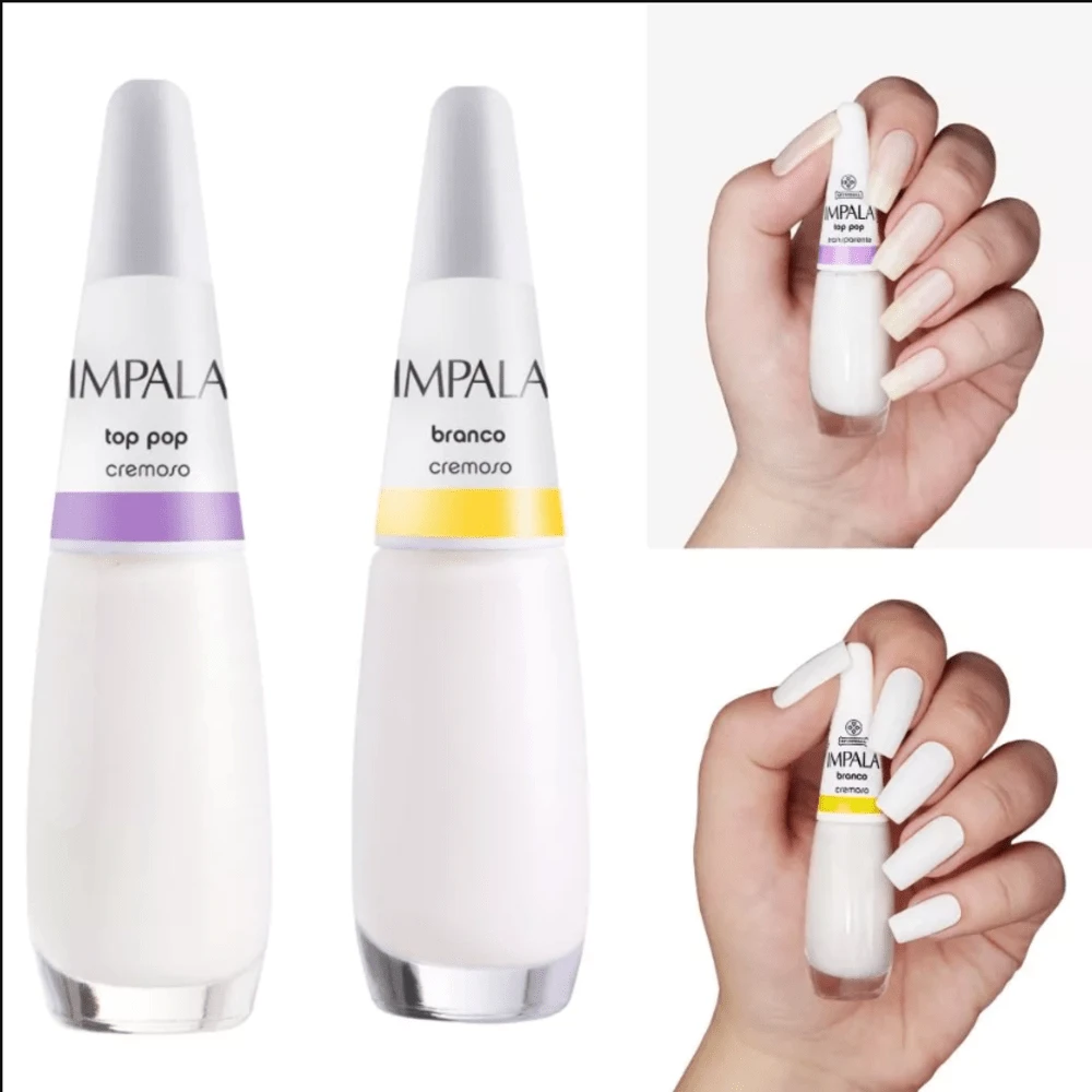 Kit Impala 2 Esmaltes Branco e Top Pop
