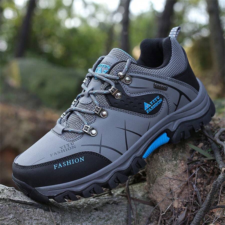 Men's Spring/Summer Hiking Shoes, Outdoor Trekking Shoes, High Quality Low-Top Anti-Slip Gray Boots, Round Toe Lace-Up Casual Shoes