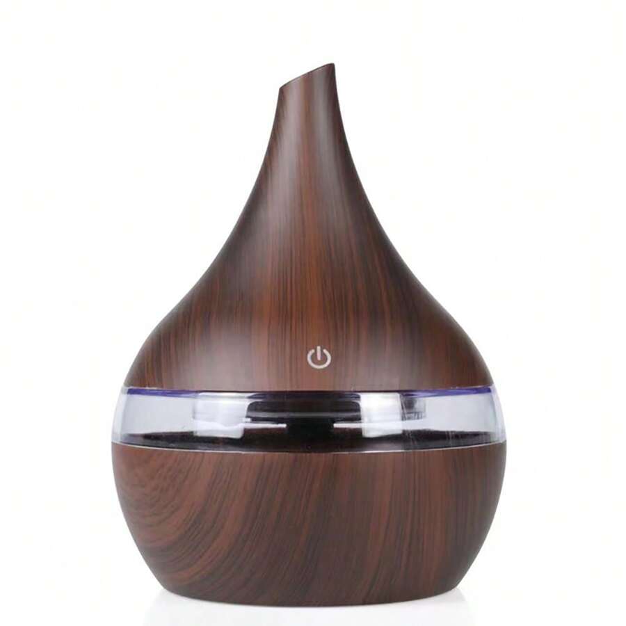 300ml Essential Oil Diffuser, Oil Diffuser, LED Humidifier, Automatic Shut-Off Ultra Quiet USB Wooden Humidifier With USB Cable, Suitable For Living Room And Bedroom SPA, Containing 2 Types Of Oil