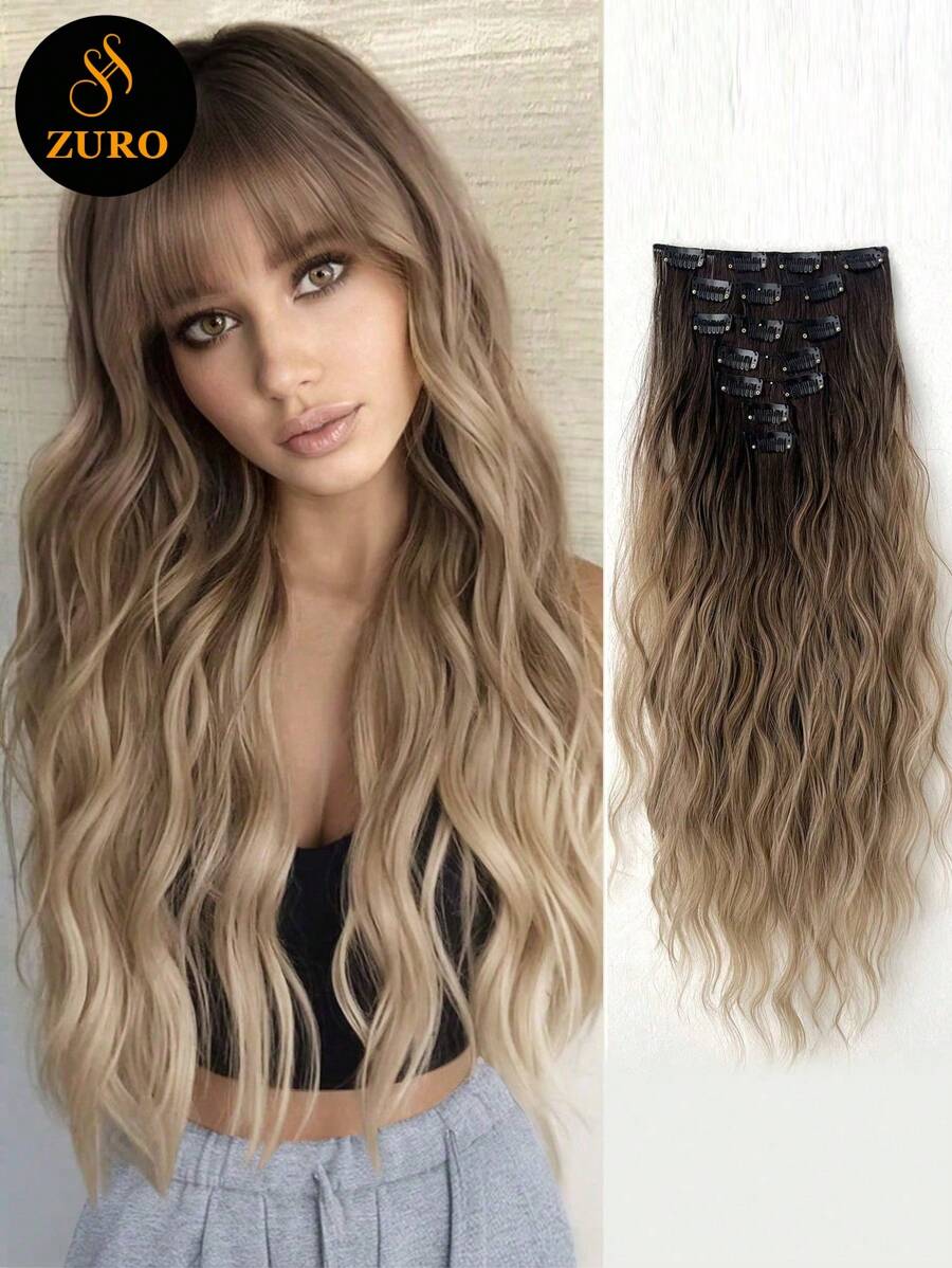 Clip In Hair Extensions 22 Inch 7 PCS Set Lange Water Wave Hair Extension Synthetische Haarstukken Voor Vrouwen Meisjes Dagelijks Gebruik Kerstpruik