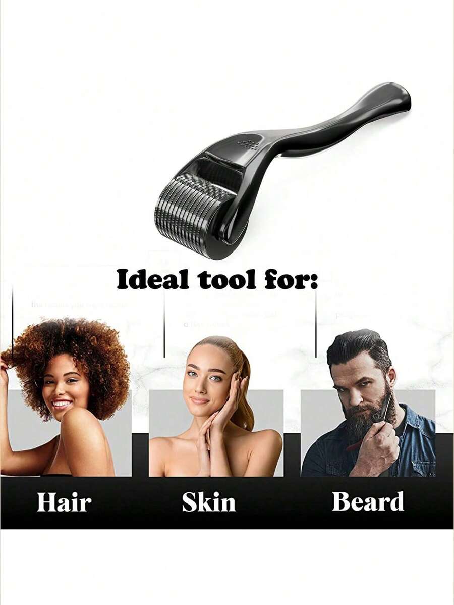 1 Peça Microagulha para Rolo de Pele, Rolo de Microagulhas de 0,2/0,25/0,3 mm com 540 Microagulhas de Titânio, para Rosto e Corpo, Barba, Cuidados com o Couro Cabeludo - Sem Fragrância, Sem Bateria Necessária