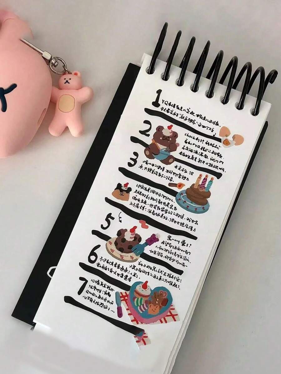 1PC Weekly Black Large Coil Notebook, Niche Senior Student Daily Plan, This Week's Plan Notebook