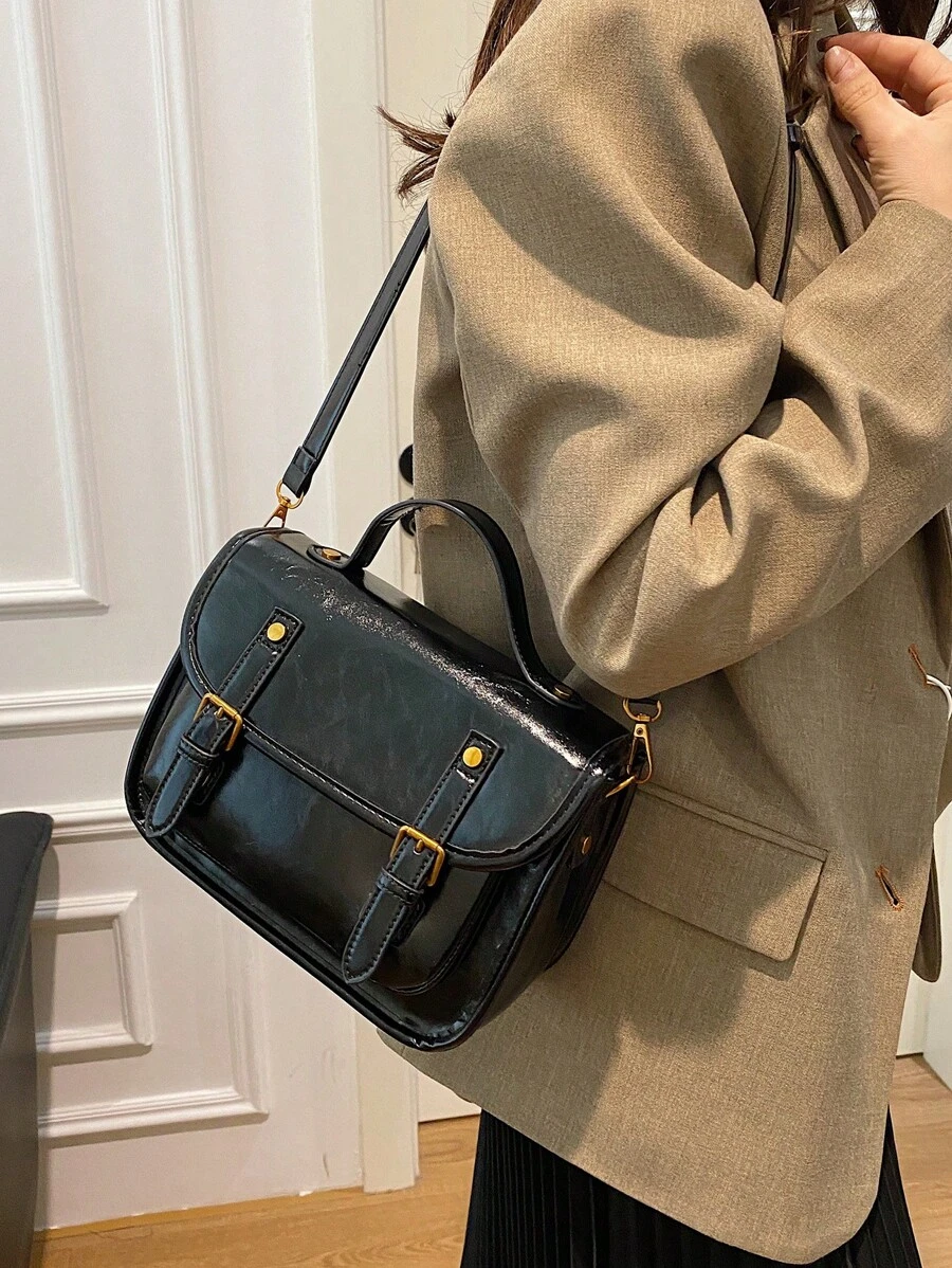 Vintage stijl handtas met handvat, grote capaciteit werk/reis/winkeltas schoudertas