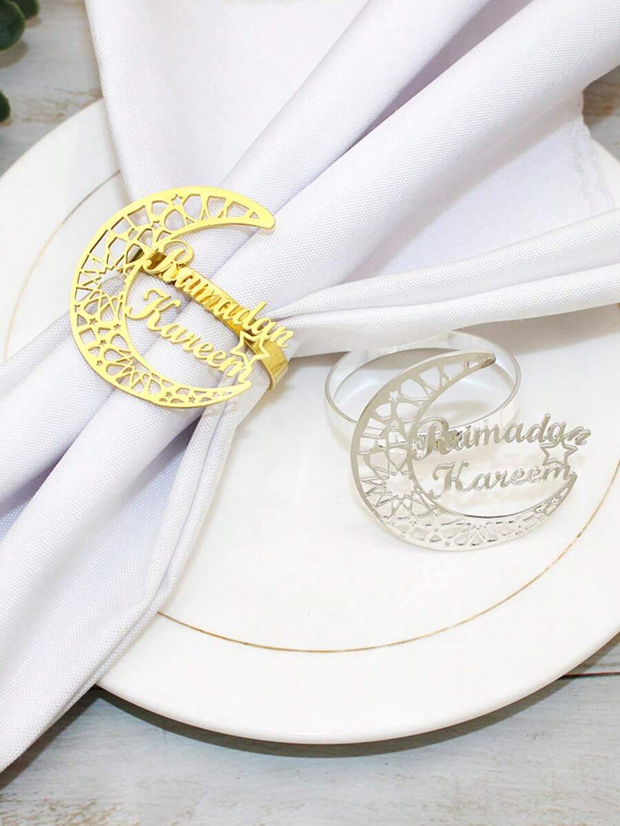 1pc Festival Party Decoration, Moon Napkin Ring, Napkin Buckle, Metal Napkin Ring, Table Decoration, Holiday Party Supplies
