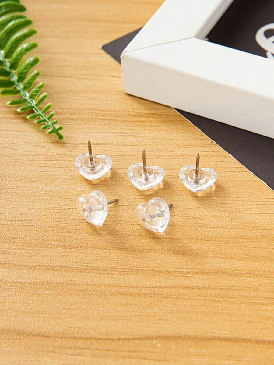 200/100pcs/50pcs Clear Heart Shape Push Pins,Thumbtacks For Drawing, Painting, Bulletin Board, Opening Ceremony & Graduation Party Decoration Accessories