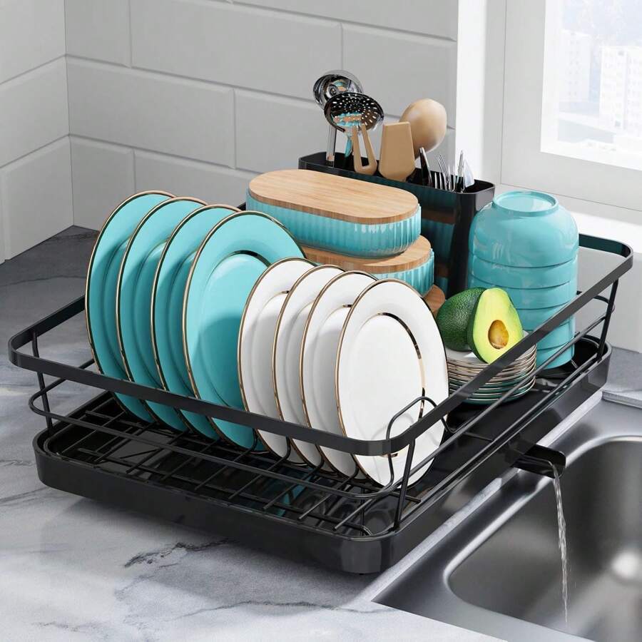 Dish Drying Rack - Stainless Steel Dish Rack With Drainboard For Kitchen Counter And Sink, 12.0''W X 15.6''L