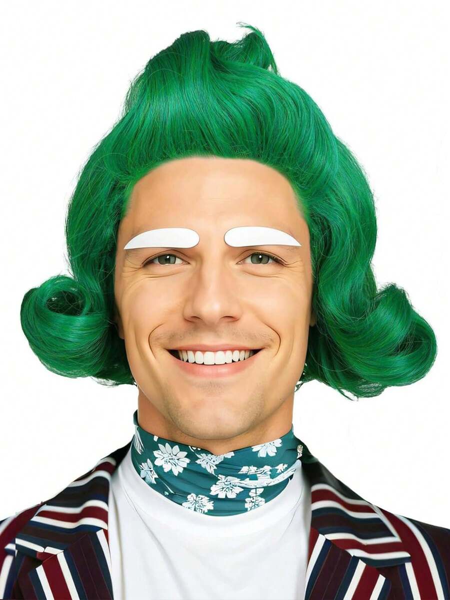 Heat-Resistant Long Wavy Green Cosplay Wig For Autumn Festival, St.Patrick's Day Wig, Carnivals & Comic Conventions - Rose Net Cap