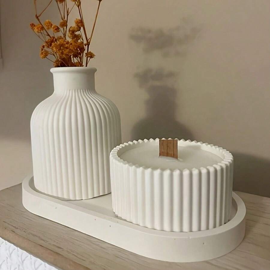 3pcs Silicone Mold Kit For Candle Holders, Oval Trays, And Planters, Multipurpose DIY Craft Set For Epoxy Resin, Concrete, Plaster - Ideal For Home Decor And Jewelry Display