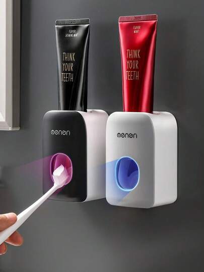 MENGNI 1pc Automatic Toothpaste Dispenser, Bathroom Wallmount Without Nailing, Portable Bathroom Accessories Toothpaste Squeezer