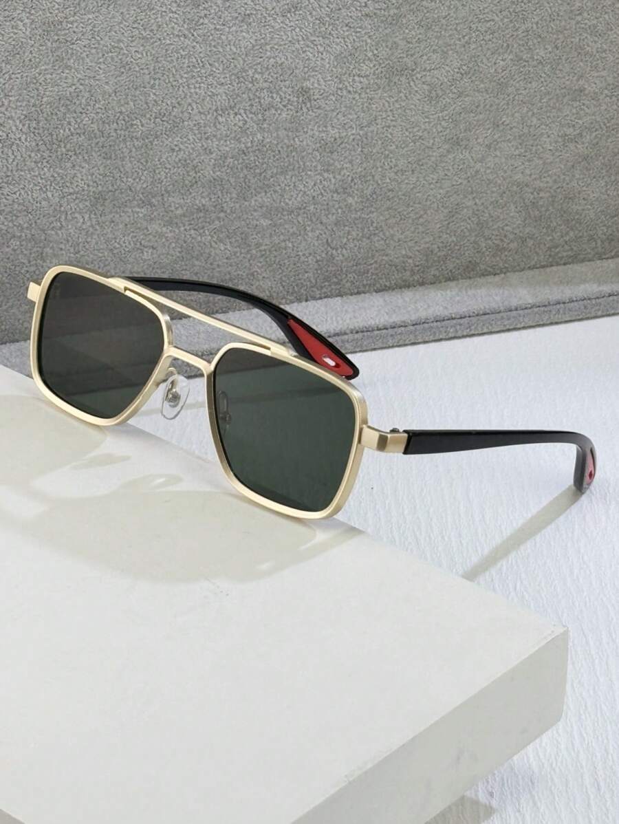 1pc Men's Metal Square Fashion Glasses, Punk Street Style Fashion Glasses