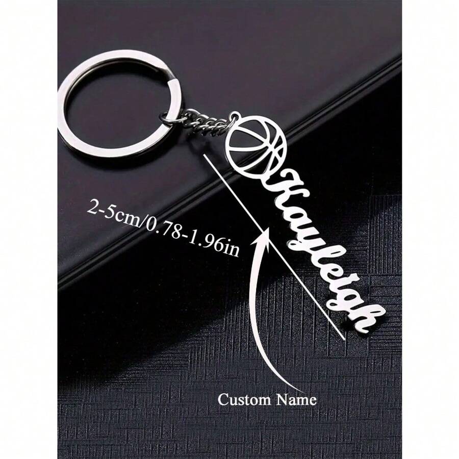 Customized Basketball Name Key Chain Men's Gift Personalized Stainless Steel Keychain Silver Key Ring Backpack Car Key Decoration Pendant Accessory, Unique Christmas Gift For Boyfriend Birthday