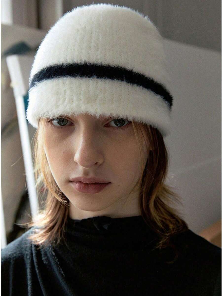 1pc Knitted Beanie Hat, Warm Thermal Lined Designer Woolen Cap, Autumn/Winter, 2024 New Arrival, Valentine's Day Gift