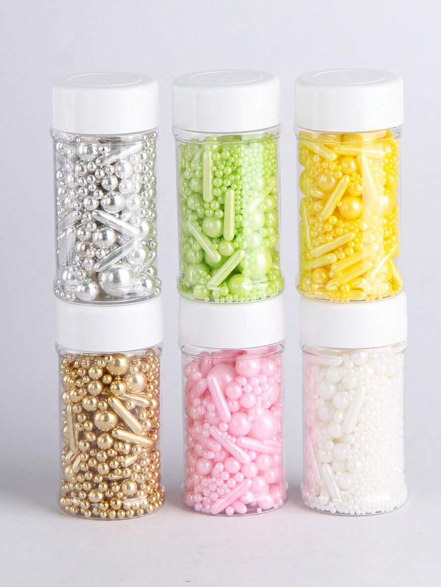 75g/2.6oz Faux Golden Sugar Beads, Baking Cake Decorations, Assorted Shapes & Sizes, Suitable For Cakes, Candies, Cupcakes, Ice Creams, Cookies, Suitable For Festive Celebrations, Birthday Party Cakes,Christma,Back To School