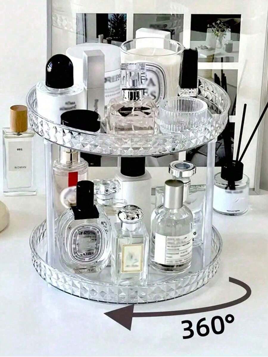 3-Tier 360° Rotating Storage Rack, Multifunctional Desktop Organizer, Cosmetics/Bathroom/Kitchen Storage Shelf, Display Stand