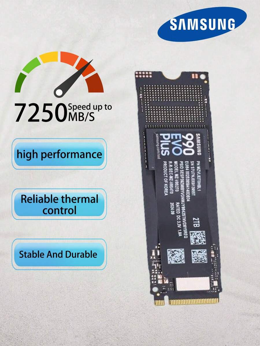Samsung SSD Samsung 970 EVO Plus 500GB 1TB NVMe M.2 2280 PCIe3.0 Interno, Velocidade Máxima Até 3500MB/S, Tecnologia V-NAND, Expansão de Armazenamento e Memória para Games, Controle de Calor Gráfico