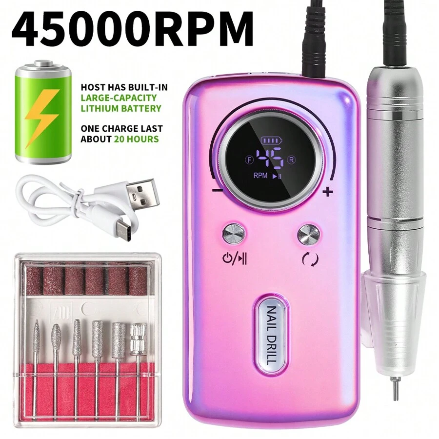 Professionele elektrische nagelboormachineset, nagelvijlboormachine, manicure-pedicureset, nagelvijlset voor thuis en salon, nagelbuffer, manicure-pedicurepolijstgereedschappen