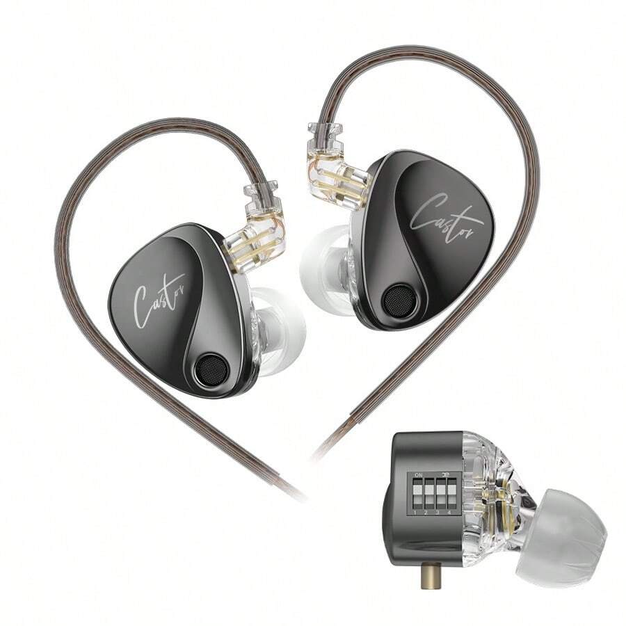 KZ KZ Castor Marken-Neuheit Harman abgestimmte Kopfhörer mit verstärktem Bass, HiFi einstellbare Frequenz In-Ear Ohrhörer mit passiver Geräuschunterdrückung, Sport Ohrstöpsel