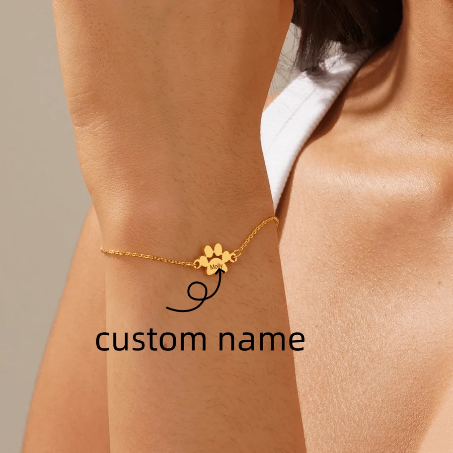 Customized Claw Name Bracelet Minimalist Stainless Steel Carving Bracelet Christmas Gift For Pet Enthusiasts,Gold,Stylish,Colorful,Vintage,Unisex,Hipster,Simple,Casual,Custom,Personalized,Unique,Ideal Gifts For Him,Ideal Gifts For Her,Her,Boyfriend,Girlfriend,Dad,Mom,Family,Friends,For Anniversaries,For Birthdays,For Graduation,For Prom,For Party,Jewelry Women
