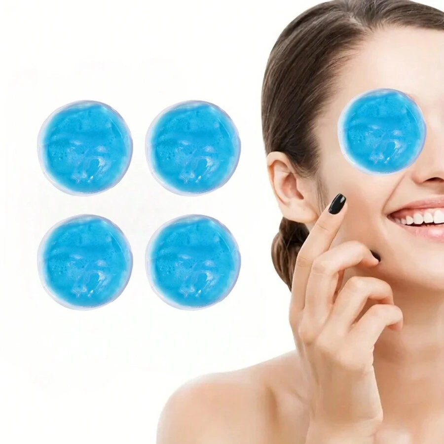 2/6/10 piezas Bolsa de hielo en gel redonda reutilizable, máscara de belleza para el cuidado de los ojos con función de compresa fría y caliente para relajación calmante
