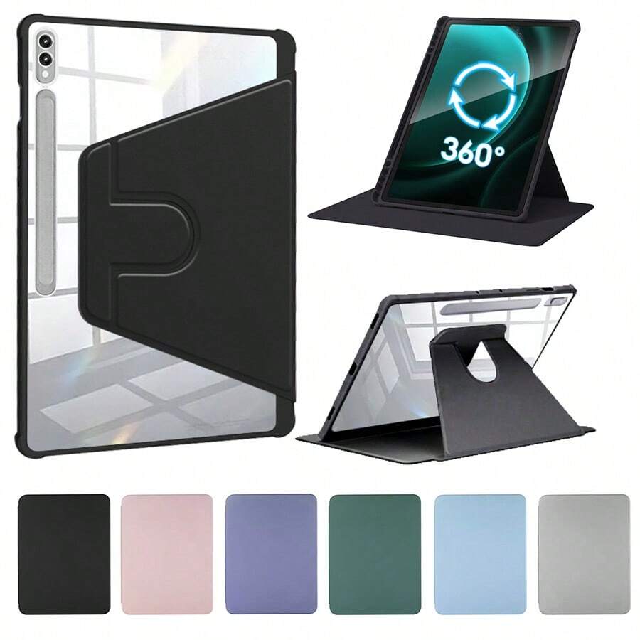 TBTIC 720° Rotation Acrylic Compatible With Samsung Tab Case A9 S9 S8 S7 Plus 11 FE 10.9 12.4 8.7 A8 10.5 X200 X206 S6 Lite 10.4 P620 P610 P615 P613 Leather Flip Cover Rotatable Adjustable