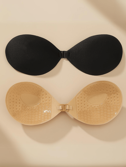 2 Pairs Push Up Adhesive Bras, Reusable Strapless Front Clasp Invisible Nipple Patches, Women's Underwear And Lingerie Accessories