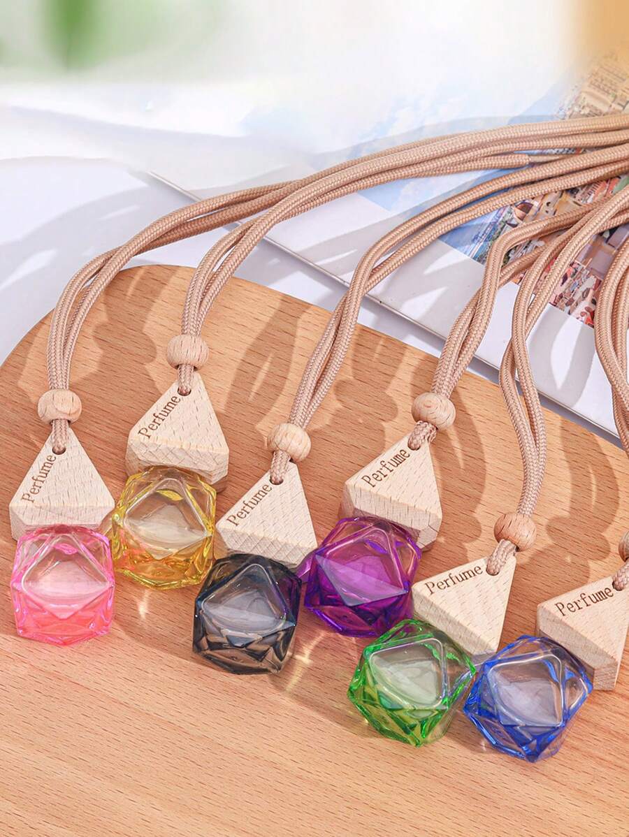 1pc 8ml Multi-Color Mini Fragrance Vial Glass Bottle, Empty Transparent Hanging Decoration Bottle For Car Decor Or Refilling