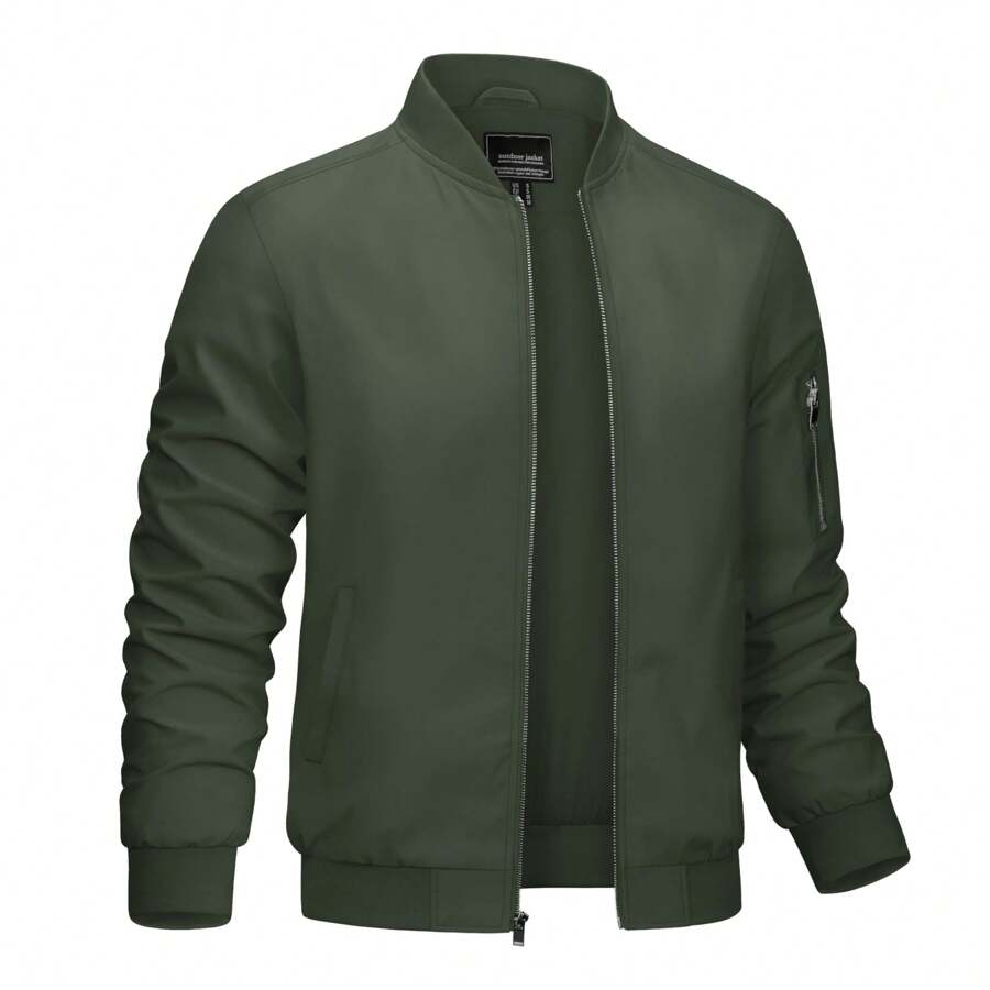 Cotrasen Veste décontractée légère coupe-vent pour hommes, manteau à fermeture éclair complète, multi-poches