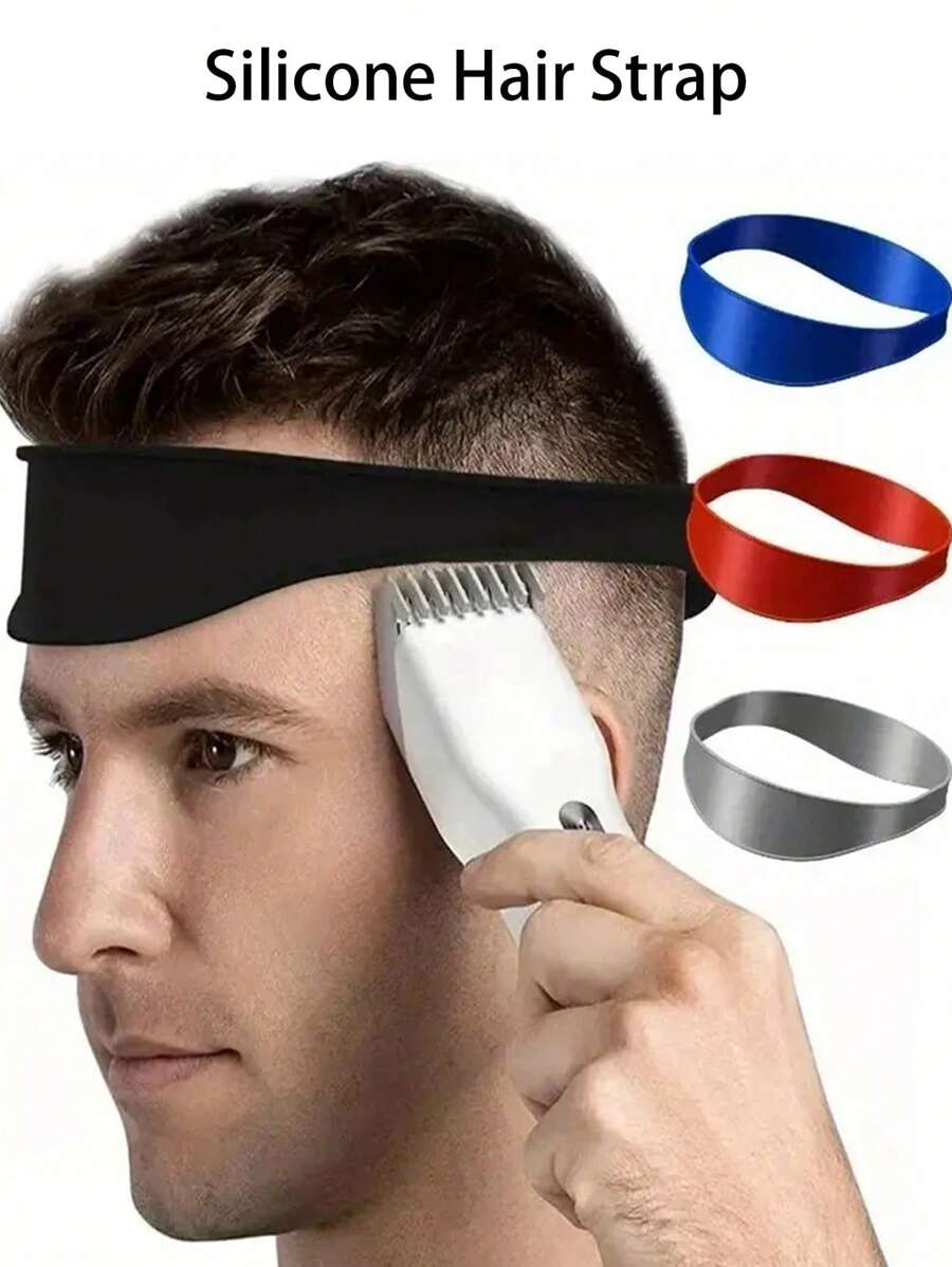 1 pièce/2 pièces Guide de coupe de cheveux en silicone, outil de coiffure, set de coupe de cheveux DIY pour homme, modèle de ligne de nuque en silicone pliable, doux et facile à utiliser, convient pour la maison et les voyages, rouge, couleurs mélangées