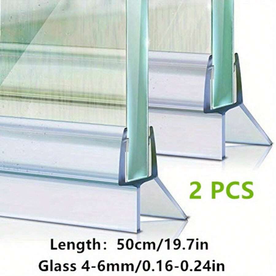 Fitas de vedação para portas de chuveiro de PVC de vidro fino de 4-6 mm - 50 cm, 2 peças retas de 23 mm, proteção de borracha à prova d'água para portas de vidro e tela, acessório de banheiro de fácil instalação, decoração de banheiro, decoração de outono, volta às aulas