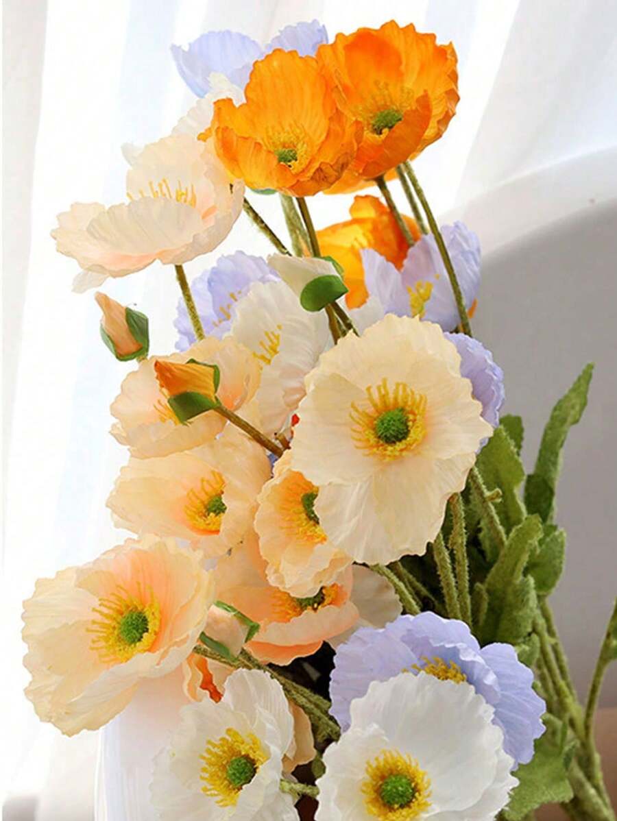 1pc Artificial Flowers Wedding Simulation Poppies Wedding Decoration Home Decoration Ornaments Silk Flowers Flowers Gifts Birthday Graduation