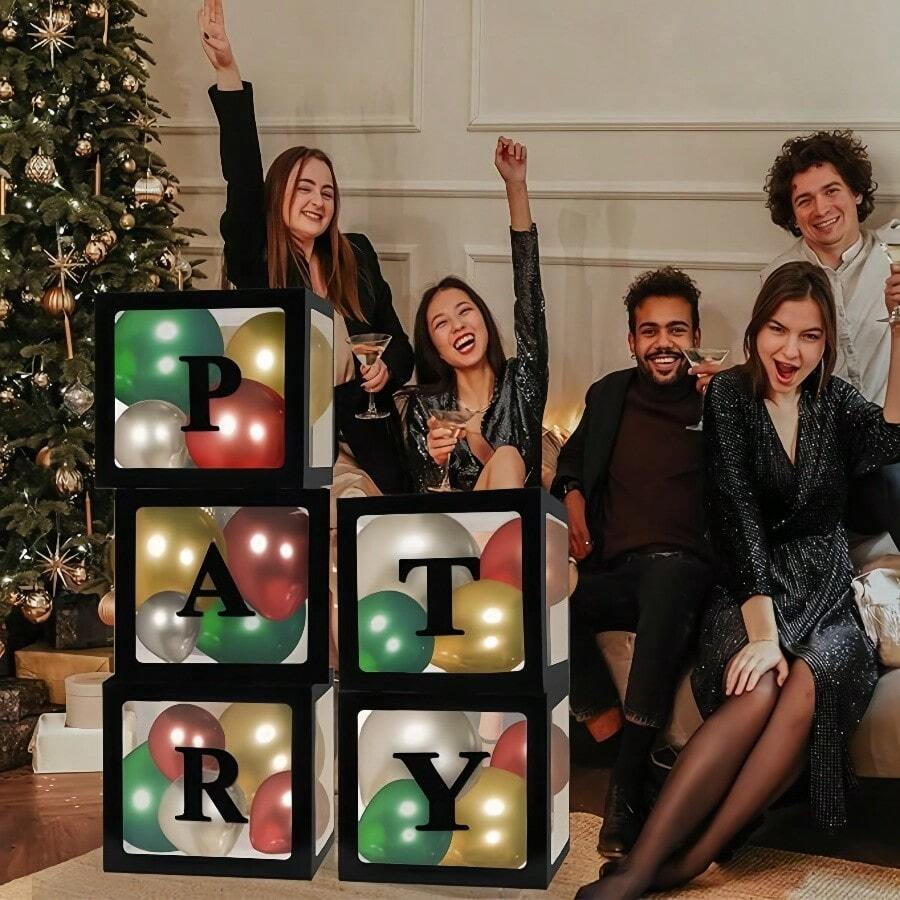 Una sola caja de globos con letras que se puede utilizar para fiestas, fondos de fotografía, temporada de graduación, accesorios fotográficos, decoraciones de boda y fiestas de cumpleaños. Las letras se pueden combinar libremente