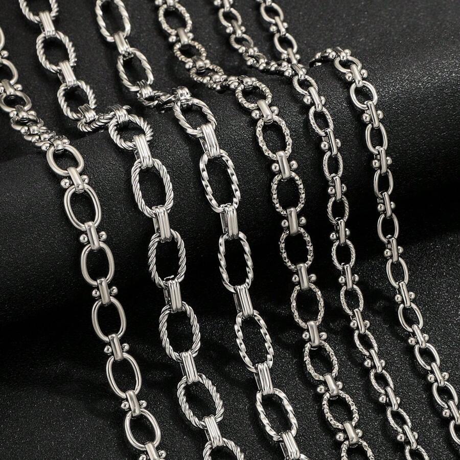 1m Stainless Steel Cuban Chain Gold Plated Oval Handmade Chain Egg Buckle Clip Barbell Stainless Steel Chain Do Not Fade Personalized Punk DIY Necklace Bracelet Jewelry Making Bracelet Necklace Jewelry Chain Jewelry Accessories