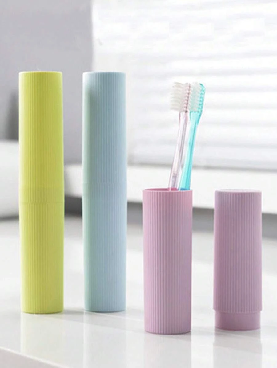 1 pieza/2 piezas Vaso de viaje para cepillo de dientes con tapa y soporte para cepillo de dientes, organizador de baño para cepillos y pasta de dientes, herramienta de almacenamiento conveniente, vaso para enjuague bucal, decoración de otoño para el baño del hogar, de vuelta a la escuela
