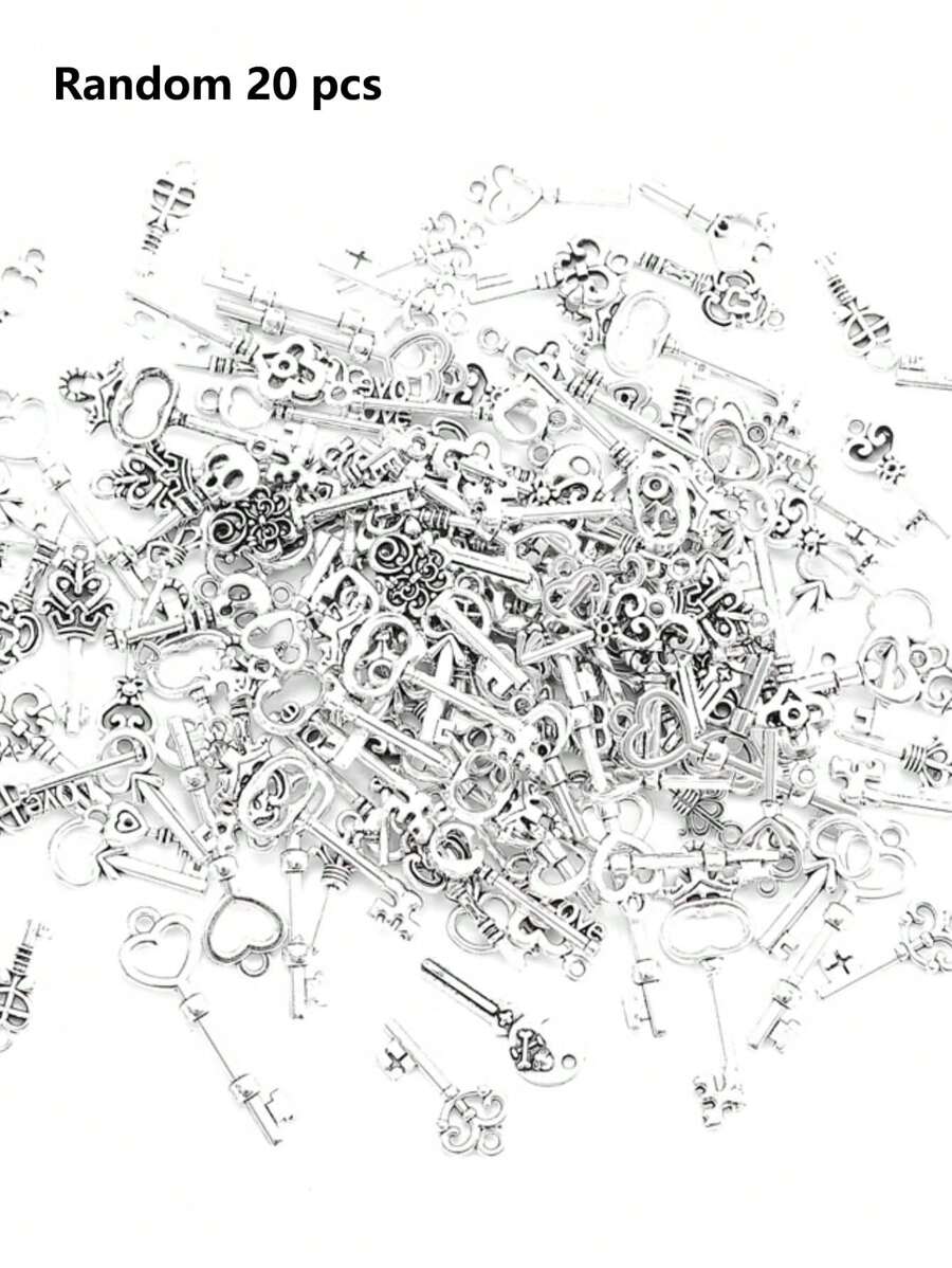 20pcs/set Random Fashion Zinc Alloy Key Design DIY Charm For Women For DIY Jewelry Making