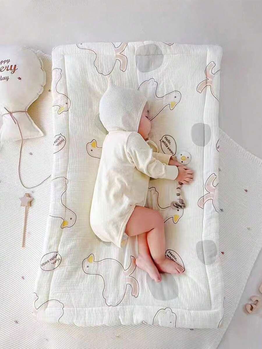 1pc Baby Thin Mattress Pad, Soft & Warm, Washable, Suitable For Nursery Bed, Kids Quilted Mattress Topper, Reversible