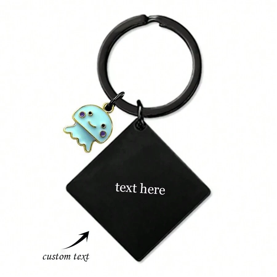 Aangepaste tekst vierkante sleutelhangers roestvrij staal gepersonaliseerde laser gegraveerde letters tag sleutelhanger sieraden geschenken