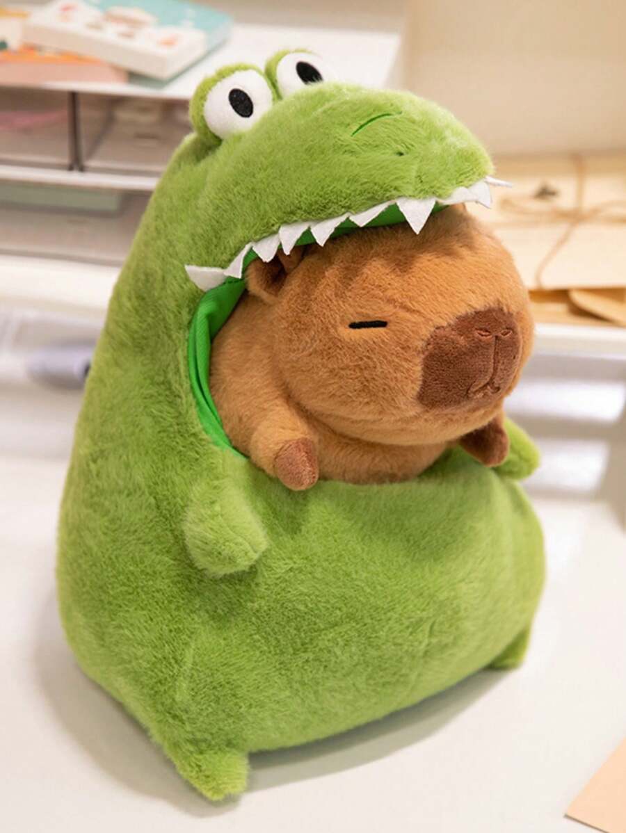1pc Cute Creative Swamp Crocodile Nest Capybara Plush Doll, Animal In Shark House, Birthday Party Surprise Gift