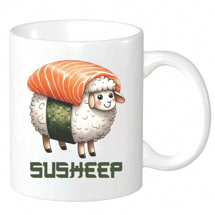 Funny Coffee Mug, 11 Oz, Farm Animal Coffee Mug, Sushi Lover Mug, Sheep Theme Coffee Cup, Gift For Mom, Birthday Christmas New Year Gift