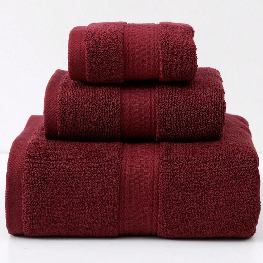 1 pieza Juego de Toalla de Baño/Toalla de Mano/Toalla Facial (Toalla de Baño + Toalla de Mano + Toalla Facial), con borde de satén con cinta, espesado y absorbente y suave, para uso adulto en el hogar para lavarse la cara, bañarse, secar las manos, sin pelusa, adecuado para gimnasio, spa, natación, decoración de otoño para el hogar, baño, regreso a la escuela, para salón de belleza