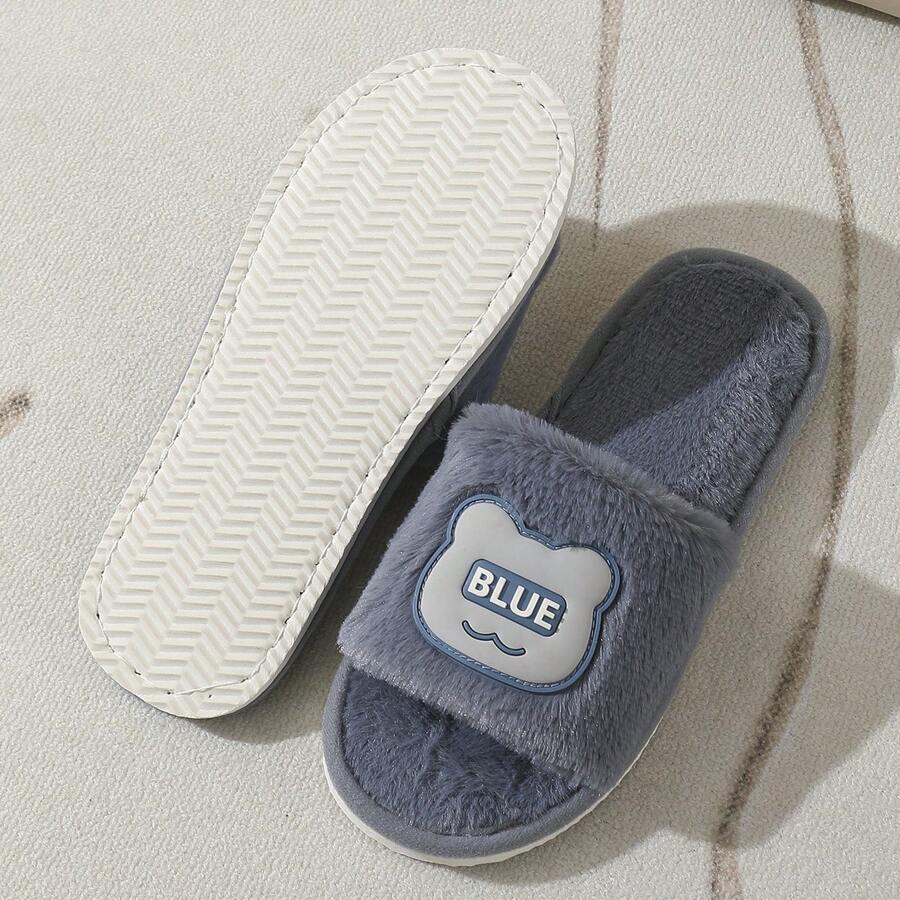 2024 New Cute Indoor Leisure Comfortable Cartoon Fluffy Anti-Slip Slip-On Slippers, Suitable For All Seasons