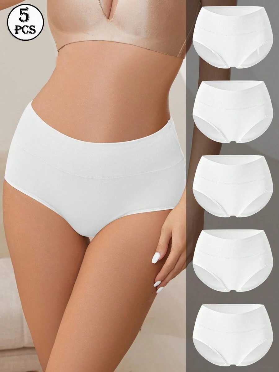 5 stuks dames plus size hoge taille volledige dekking zachte slipjes
