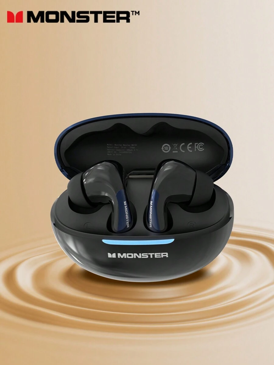 MONSTER MQT36 Bluetooth Headphones, Featuring HD Surround Stereo Sound, Deep Bass, Sensitive Microphone, Intelligent Noise Cancellation, Low-Latency Recording And Calling, Waterproof And Sweatproof, Long Battery Life, Comfortable And Simplistic Business Wireless Earbuds