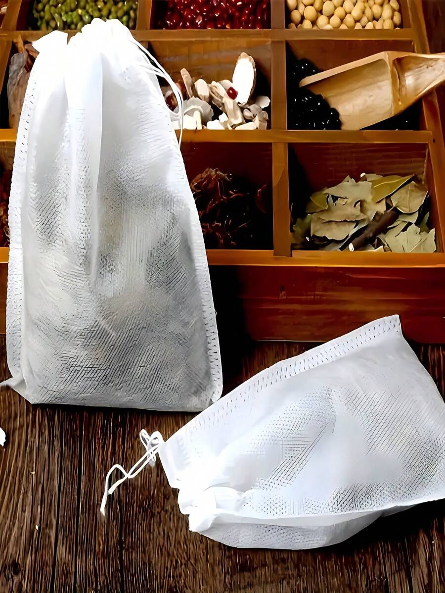 100 piezas de bolsas de filtro de té para té suelto, infusor de té desechable, bolsa vacía con cordón, filtro de hierbas para baño, de vuelta a la escuela