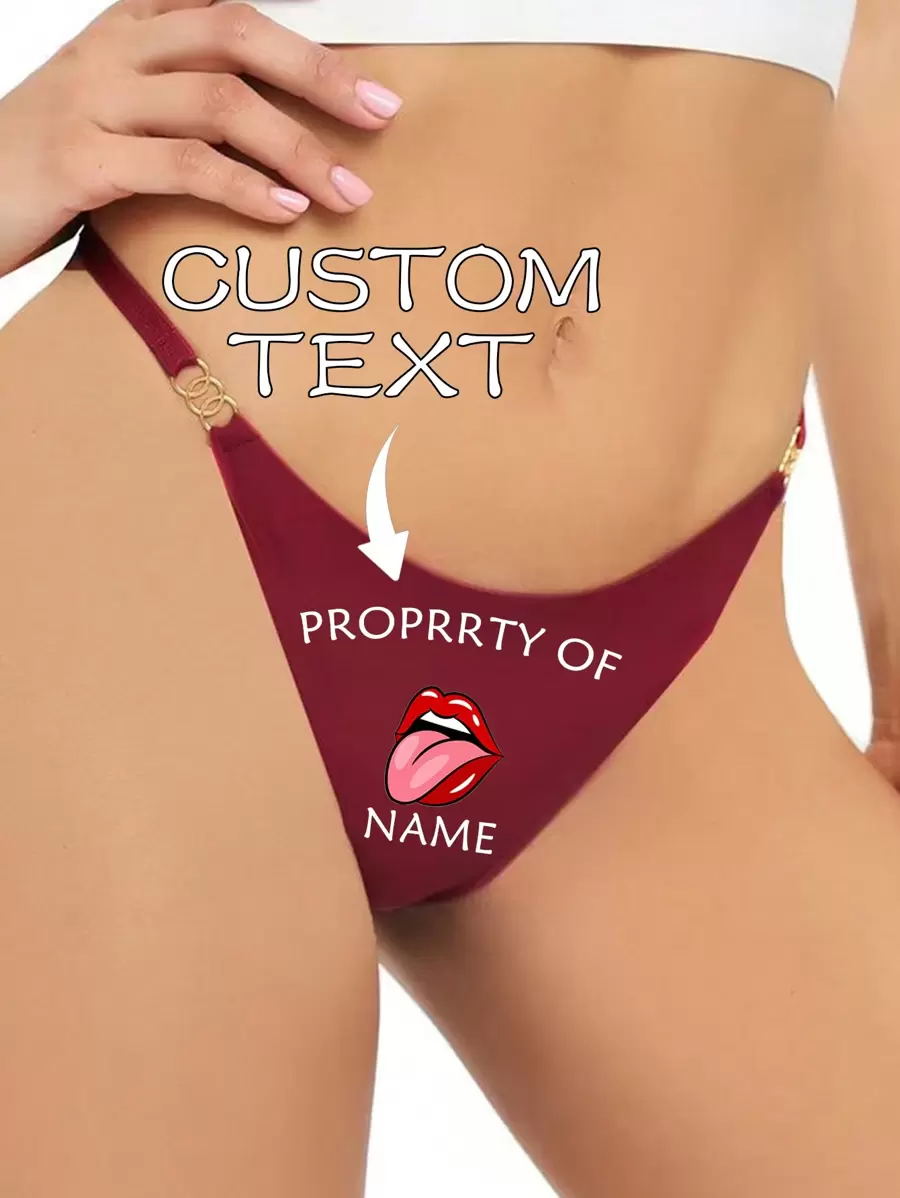 Ropa interior de mujer personalizada tipo culotte sin costuras con nombre personalizado, estampado de labios y diseño personalizado, cómoda y casual, adorable, sobria, divertida, linda, personalizada, única, calzoncillos, tanga, regalo ideal para él, regalo ideal para ella, amigos, novia