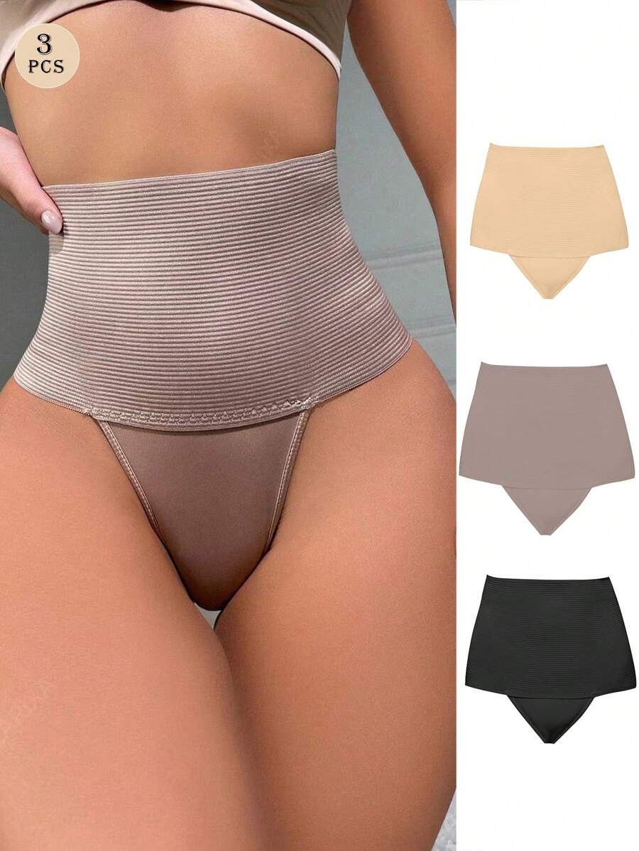 3pcs Women Belly Control Panties Waist Shaping High Waist Slimming Briefs