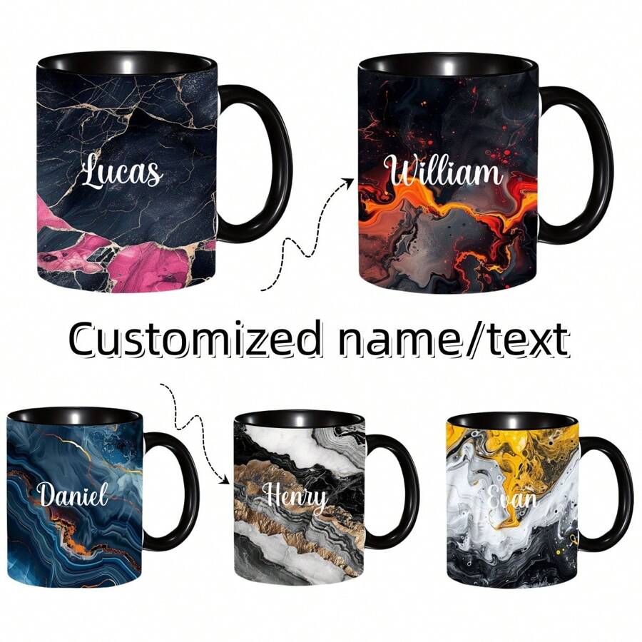 1pc Personalized Watercolor Black Marble Flow Name Ceramic Mug Black All-Wrapped Coffee Mug, Name Mug, Personalized Marble Mug, Custom Marble Mug, Marble Coffee Mug, Gift For Mom, Gift For Her,Multi-Functional, ,Ornamental,Reusable,Exquisite,Stylish,High-Quality,Colorful,Modern,Custom,Personalized,Unique,Ideal Gifts For Him,Ideal Gifts For Her,Boyfriend,Dad,Girlfriend,Mom,Family,Friends,Tea Room,Home,Garden,Office,For Anniversaries,For Valentine's Day,For Mother's Day,For Birthdays,For Father's Day,For Graduation,For Weddings,For Housewarming