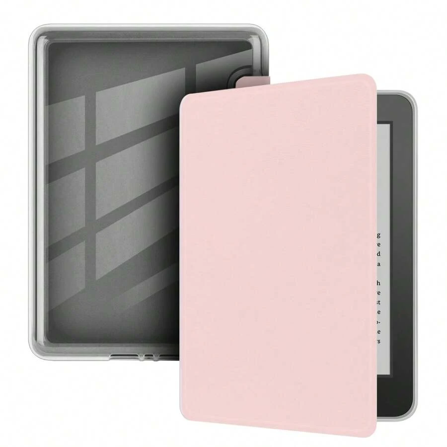 Étui pour Kindle Paperwhite 12ème génération 7" 2024, Kindle 11ème génération 6" 2024, KPW 1/2/3, Kindle Paperwhite 11ème génération 2021, Kindle 11ème génération 2022 6 pouces, Kindle 10ème génération 2019, Kindle Paperwhite 10ème génération 2018, Transparent ultra clair souple et flexible Couverture arrière en TPU avec fonction de veille/réveil automatique pour Kindle Paperwhite (rose)